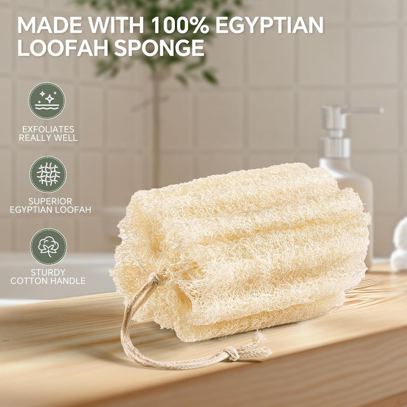 RIYNIBIY 3PCS Egyptian Natural Loofah Exfoliating Body Scrubber, Natural Real Egyptian Loofah Sponge Bath & Shower Scrub exfoliating loofah for Women and Men, Luffa Sponges for Face, Back & Body - Image 2